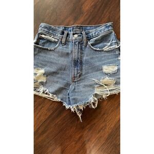 Abercrombie & Fitch Distressed Denim Shorts Rips‎ Frayed Hem Light Wash 26